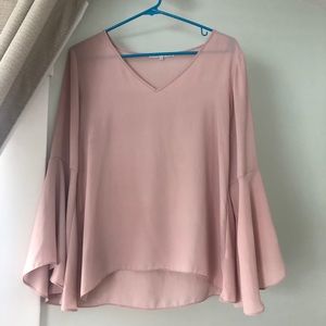 Bell Sleeved Sheer Blush Blouse